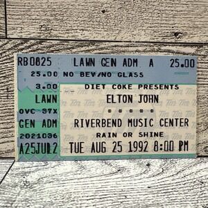 Elton John Concert Ticket Stub 8-25-1992 Riverbend Music Center Cincinnati